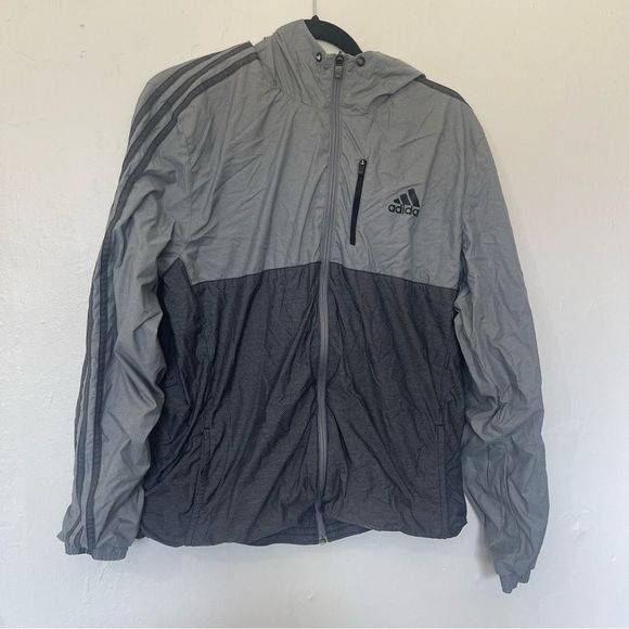 adidas Other - Adidas Gray & Black Zip Up Wind Breaker Waterproof Athletic Warmup Jacket